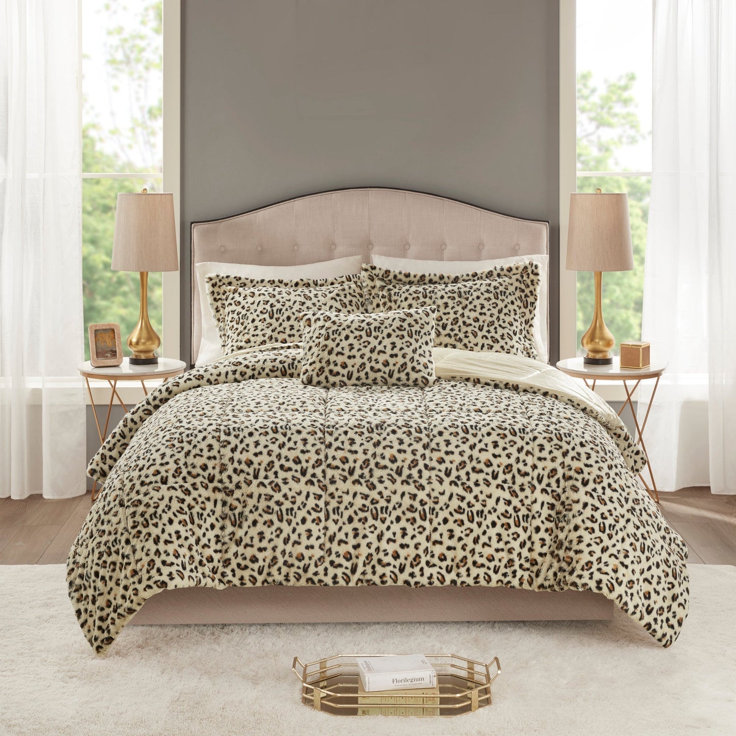 Marselle Faux Fur Comforter Set Cheetah