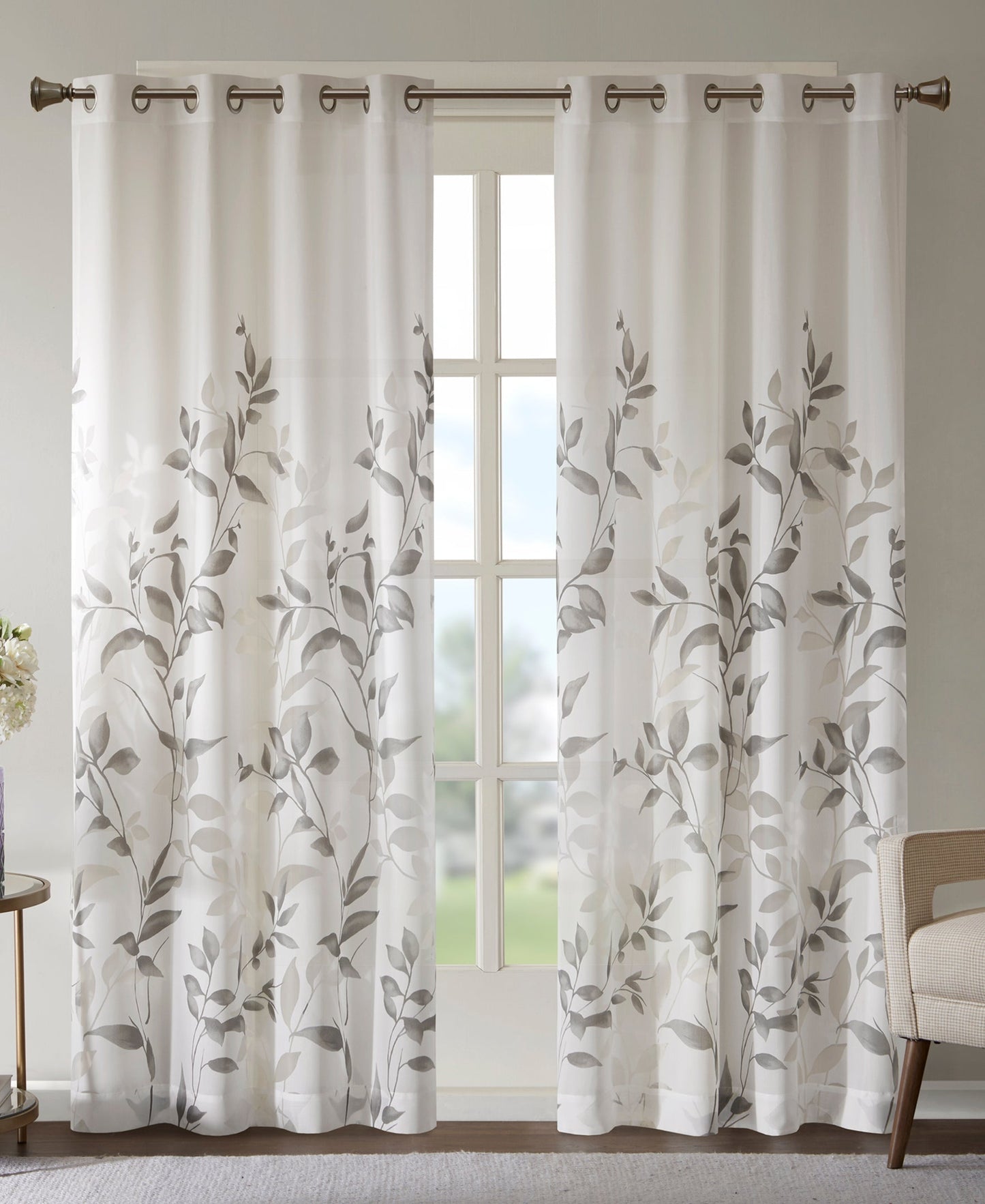 Rosalie Burnout Printed Curtain Panel Aqua