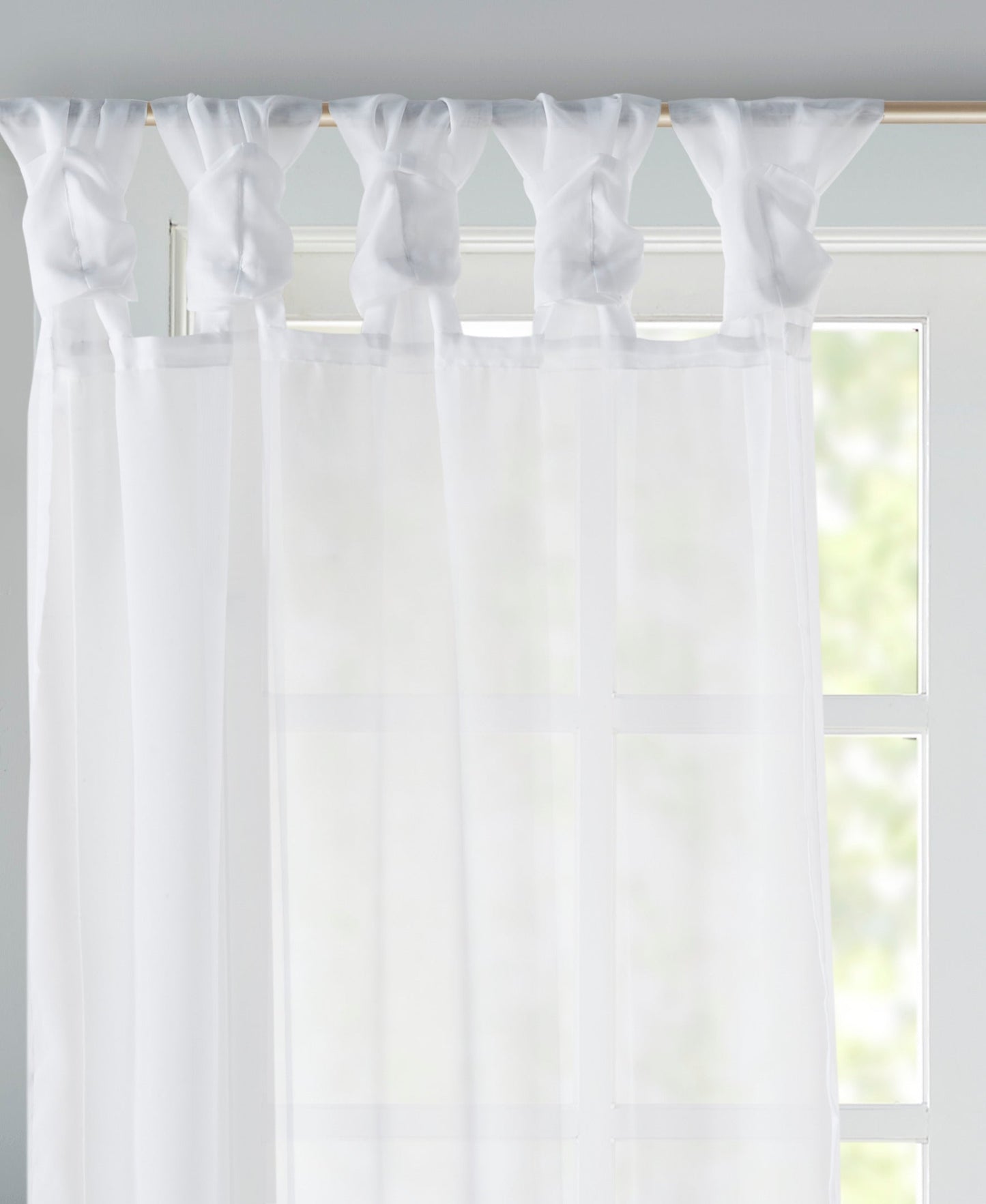 Persis Twisted Tab Voile Sheer Window Pair Ivory