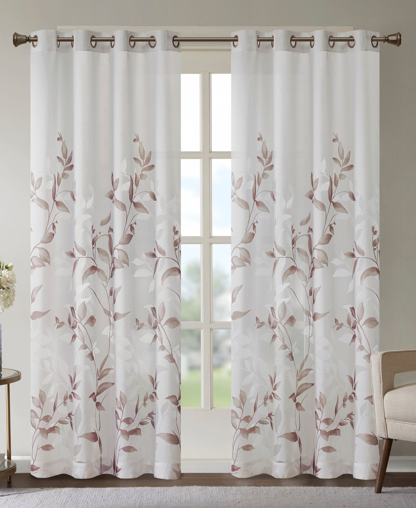 Rosalie Burnout Printed Curtain Panel Aqua