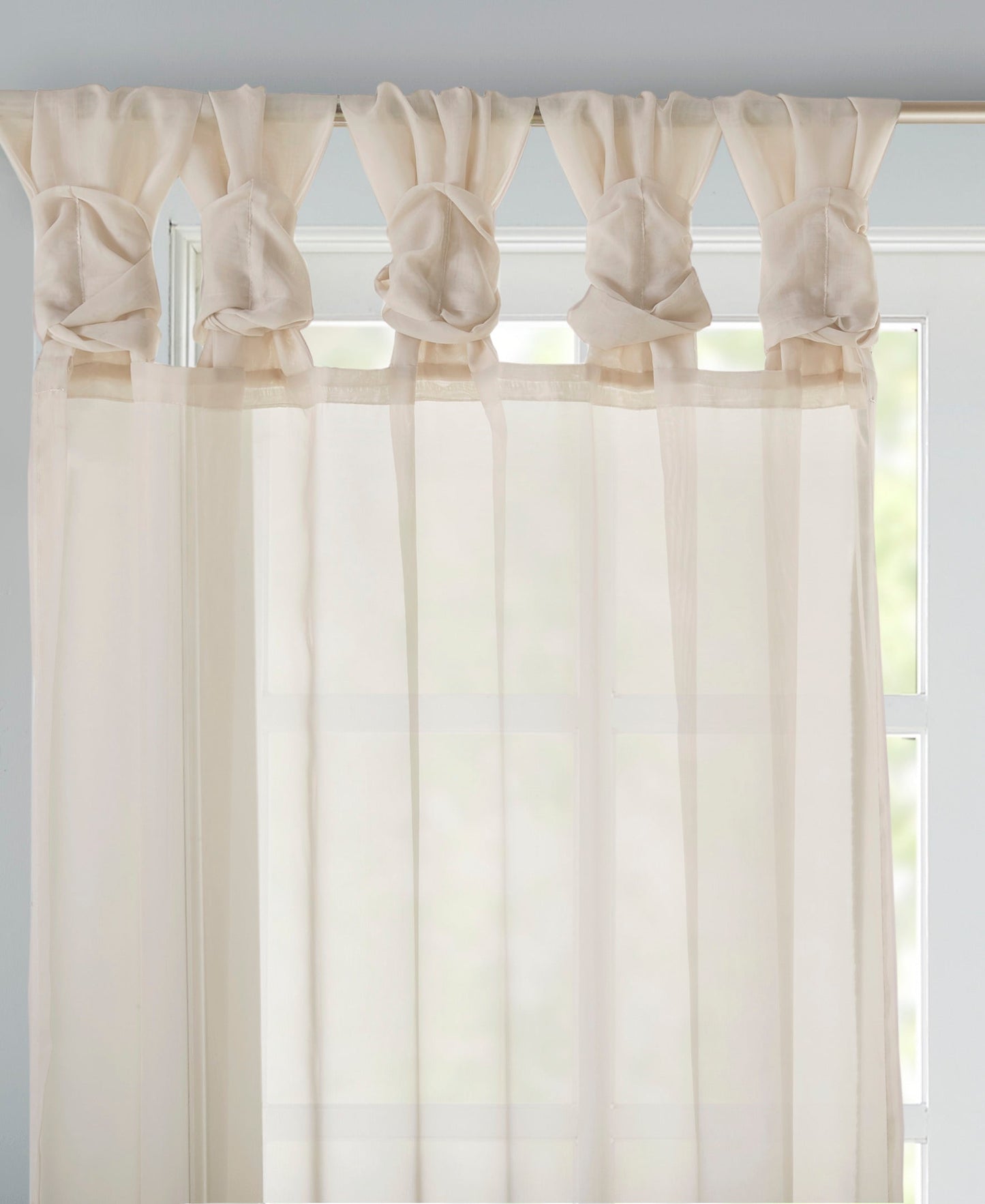 Persis Twisted Tab Voile Sheer Window Pair Ivory