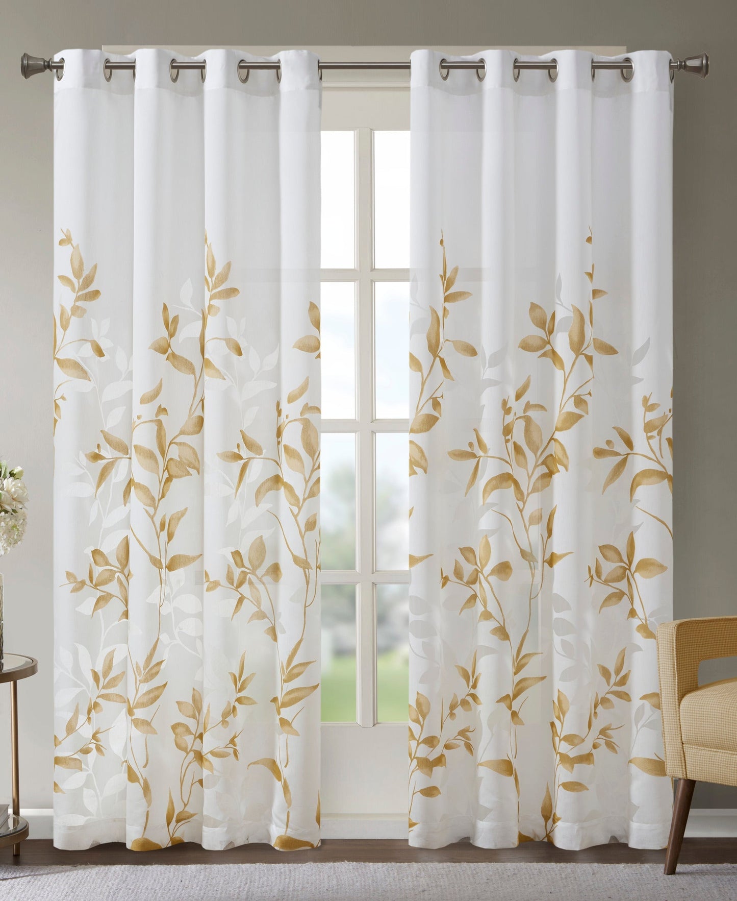 Rosalie Burnout Printed Curtain Panel Aqua