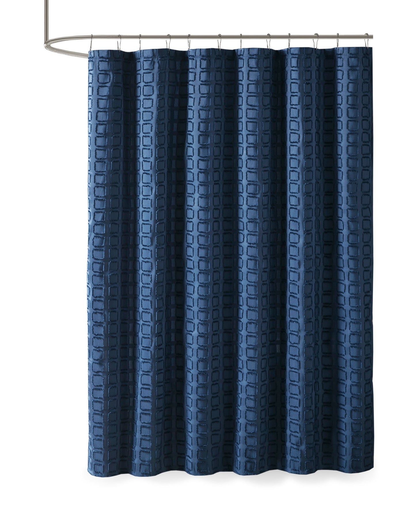 Gridd Woven Clipped Solid Shower Curtain