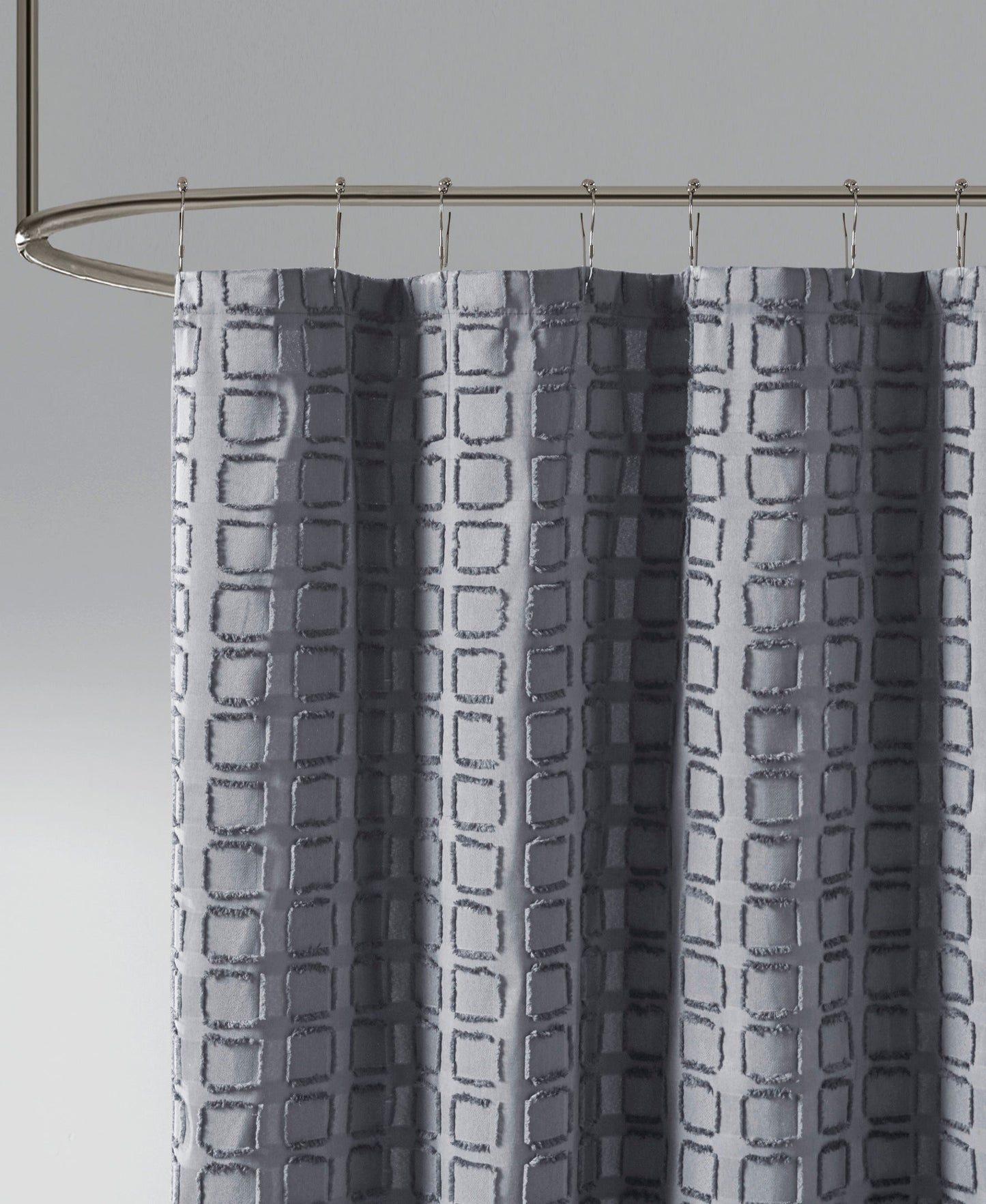 Gridd Woven Clipped Solid Shower Curtain