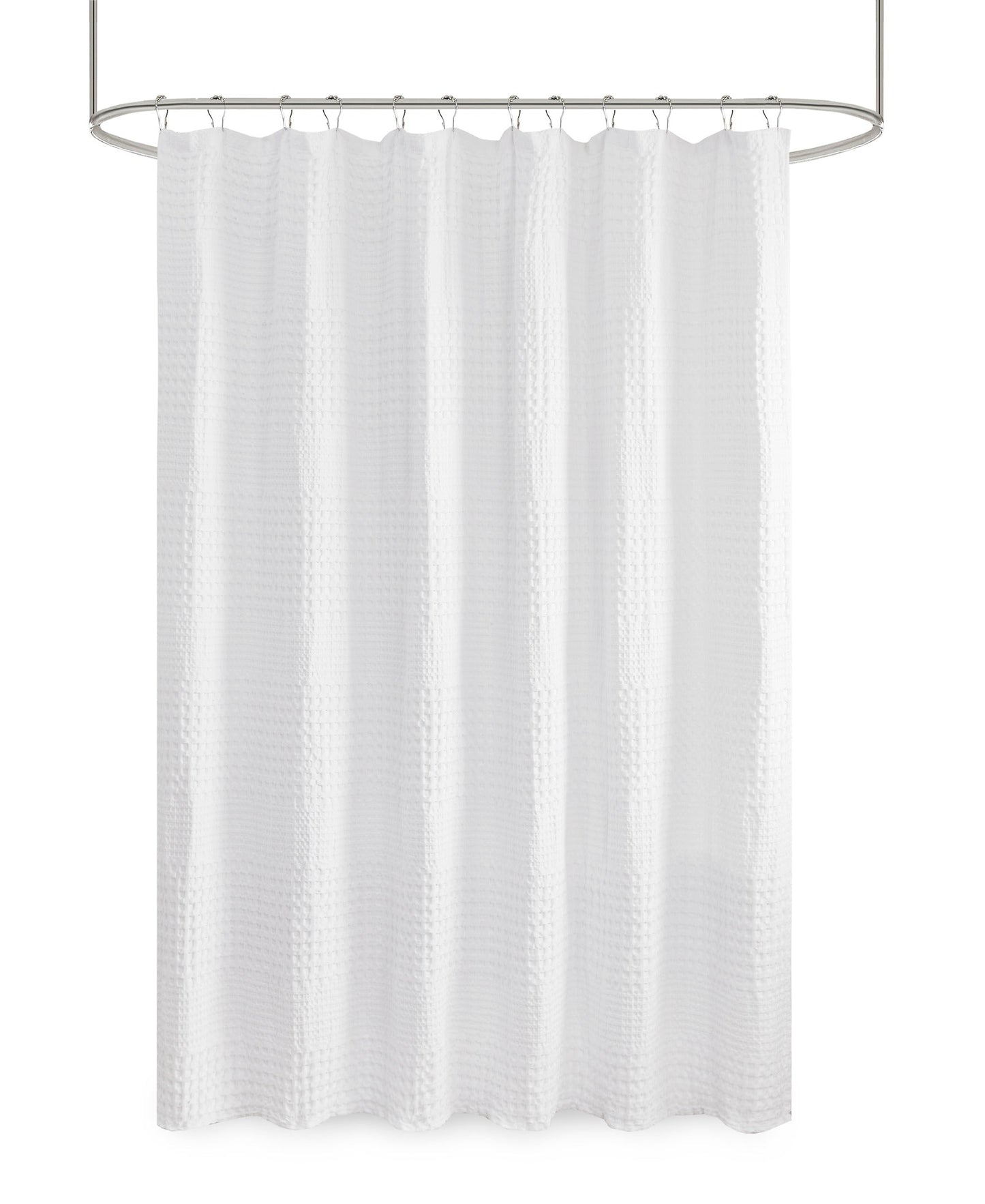 Orinn Waffle Textured Solid Shower Curtain